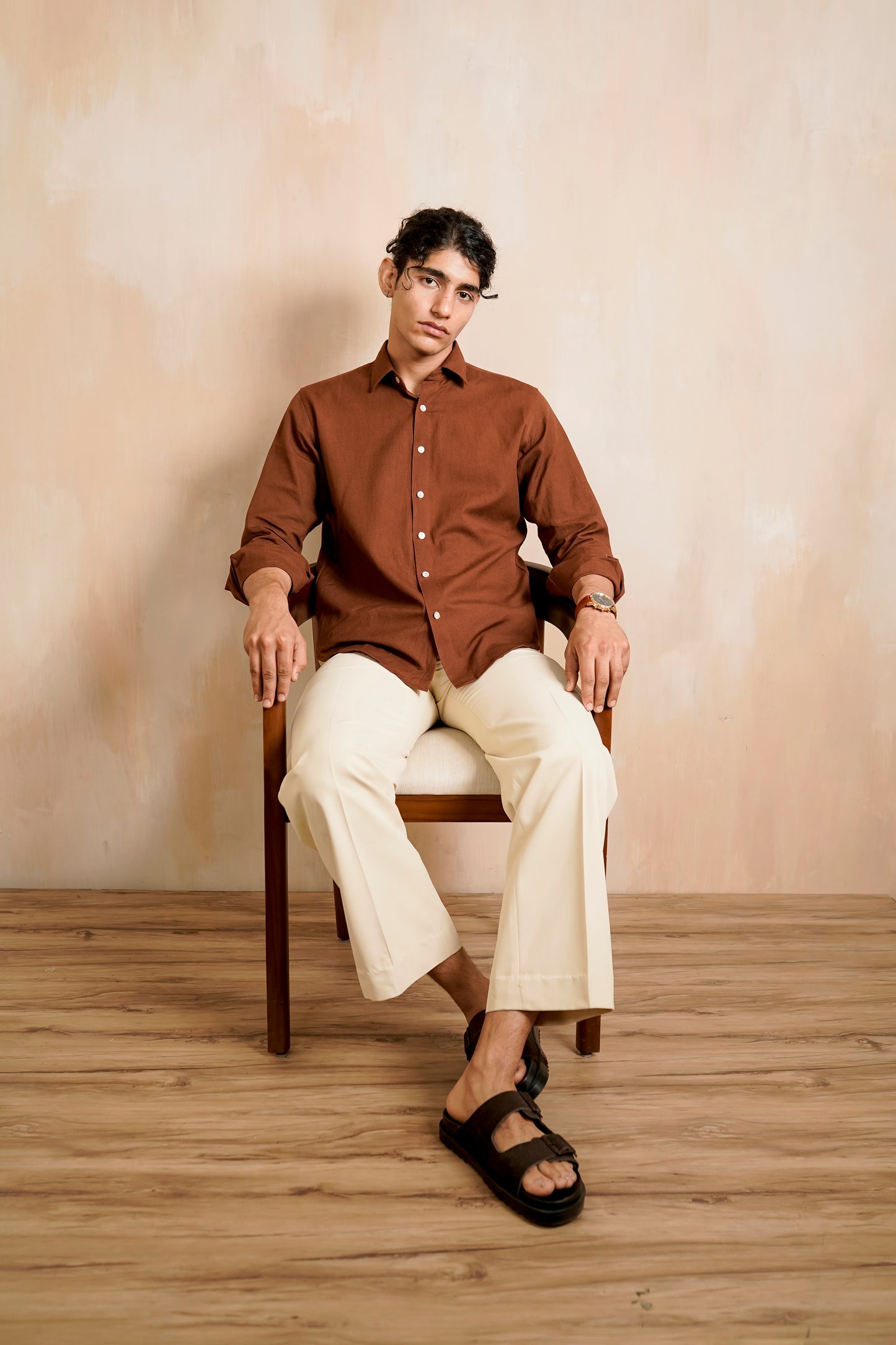 Brown Slim fit Cotton Shirt