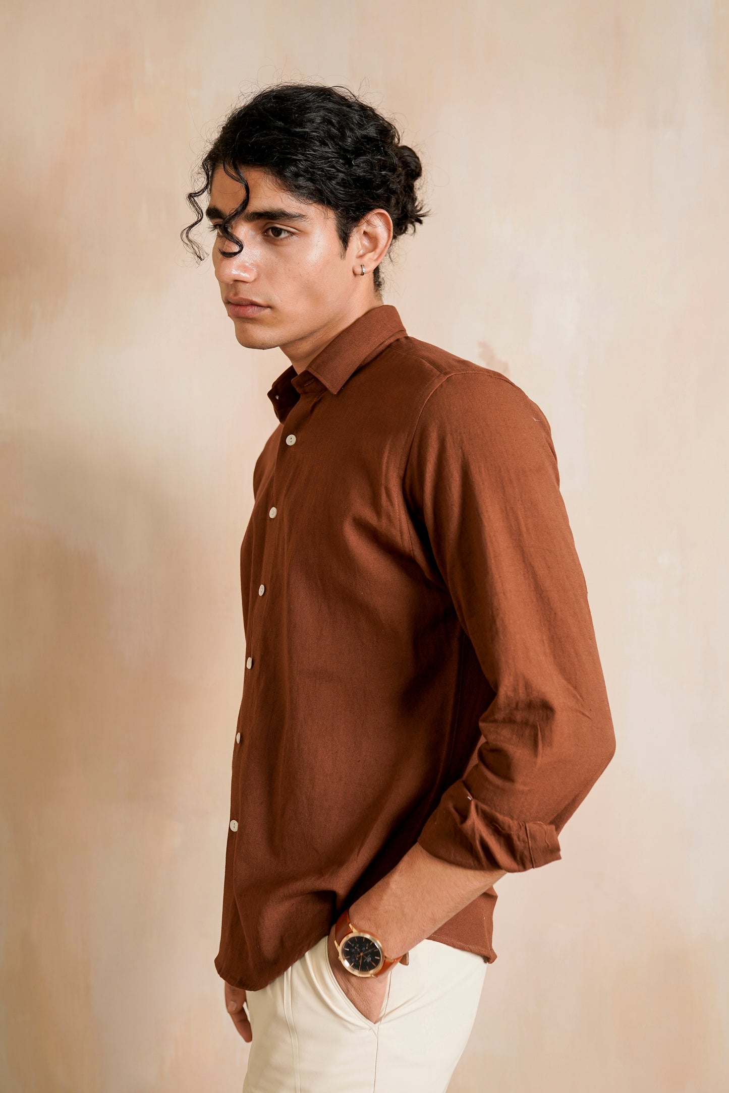 Brown Slim fit Cotton Shirt