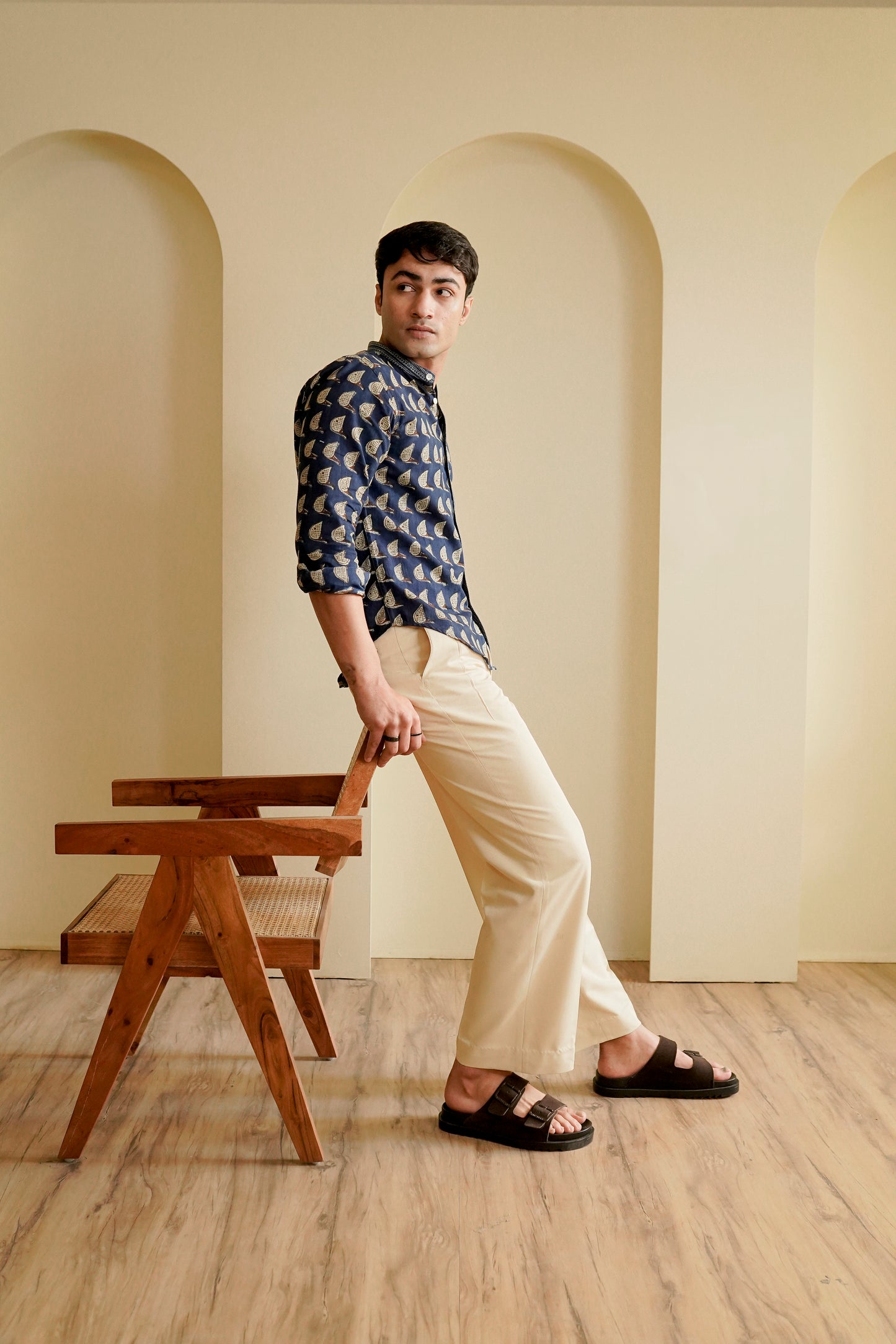 Slim Fit Hand block printed Shirt