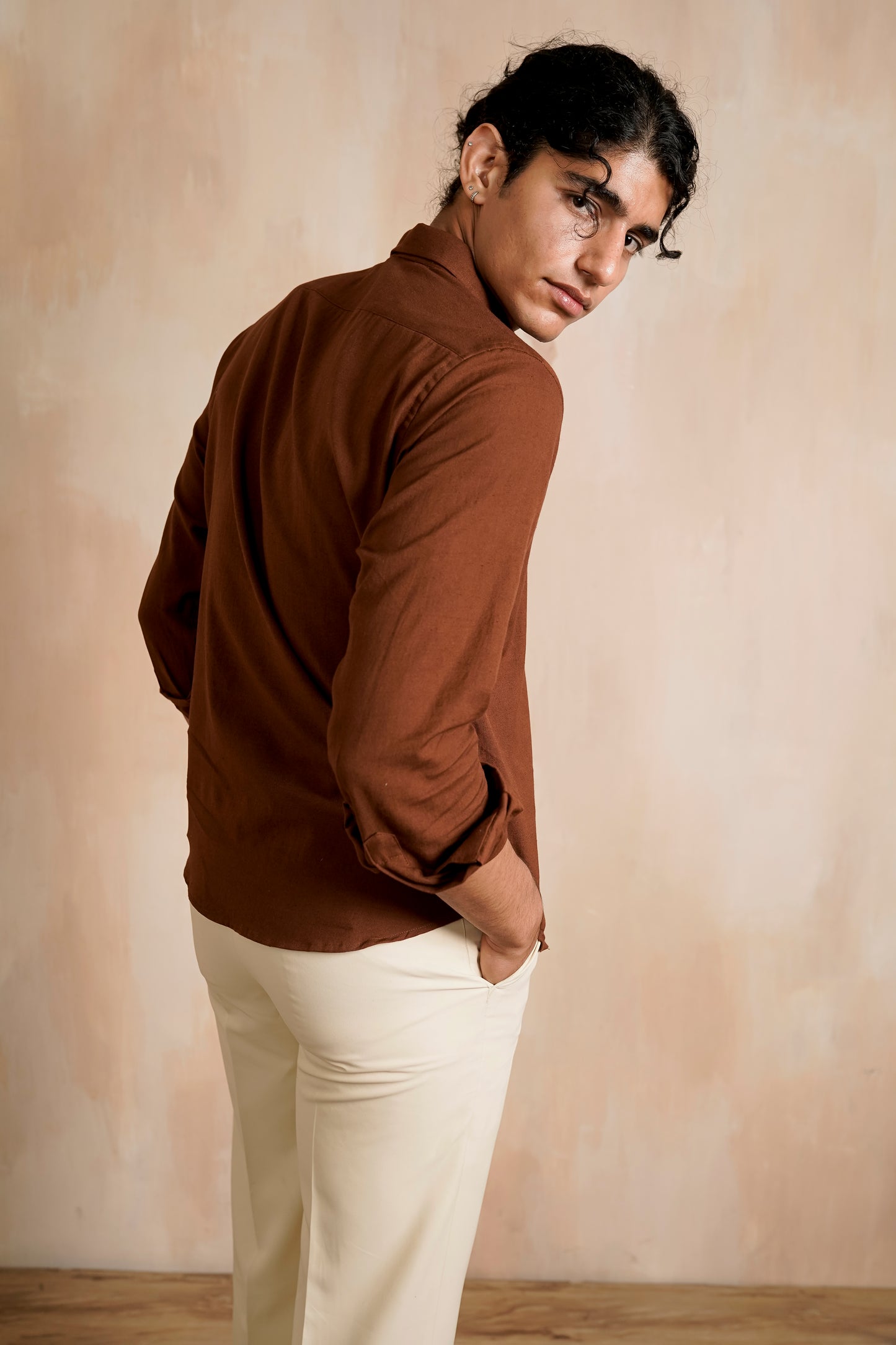 Brown Slim fit Cotton Shirt