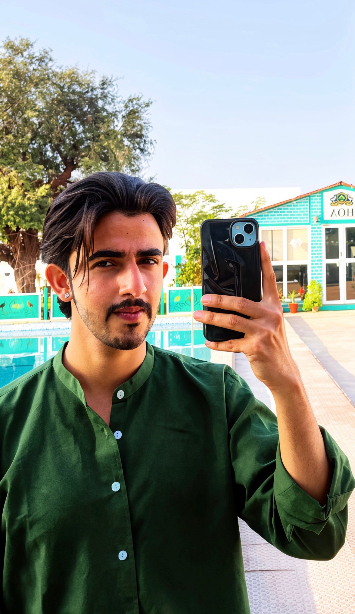 Green Cotton Regular fit Shirt