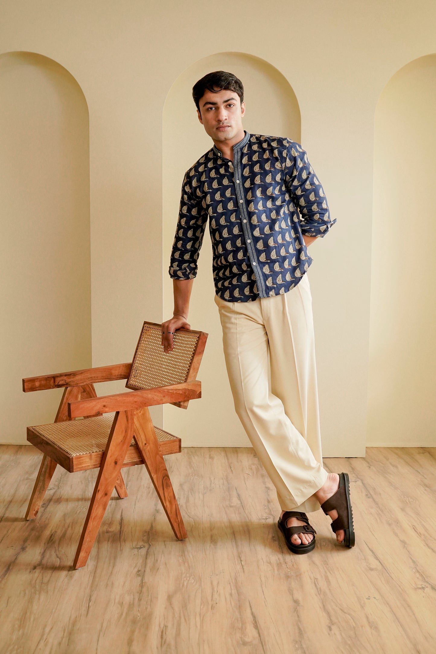 Slim Fit Hand block printed Shirt