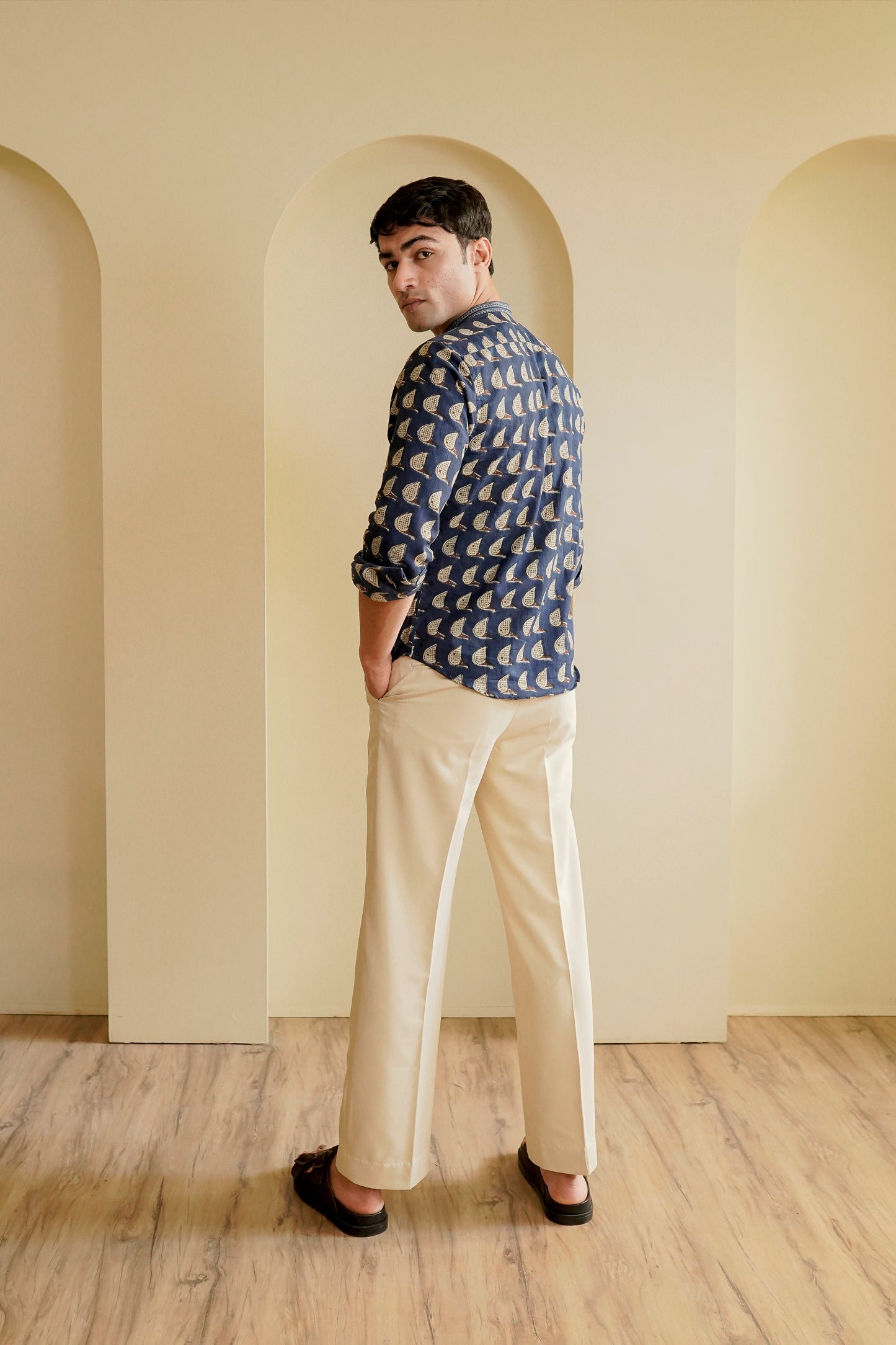 Slim Fit Hand block printed Shirt