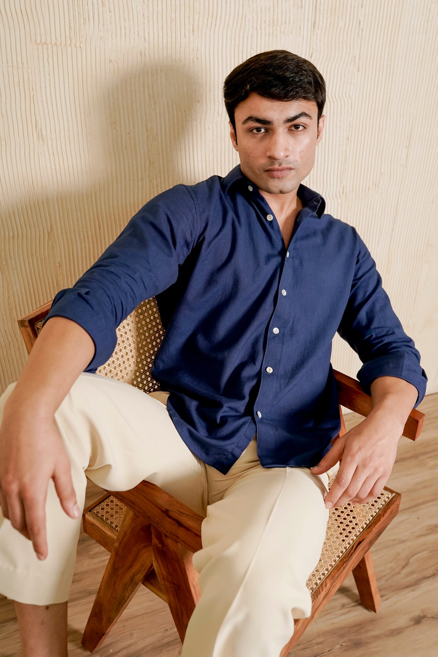 Dark Blue Slim fit Cotton Shirt