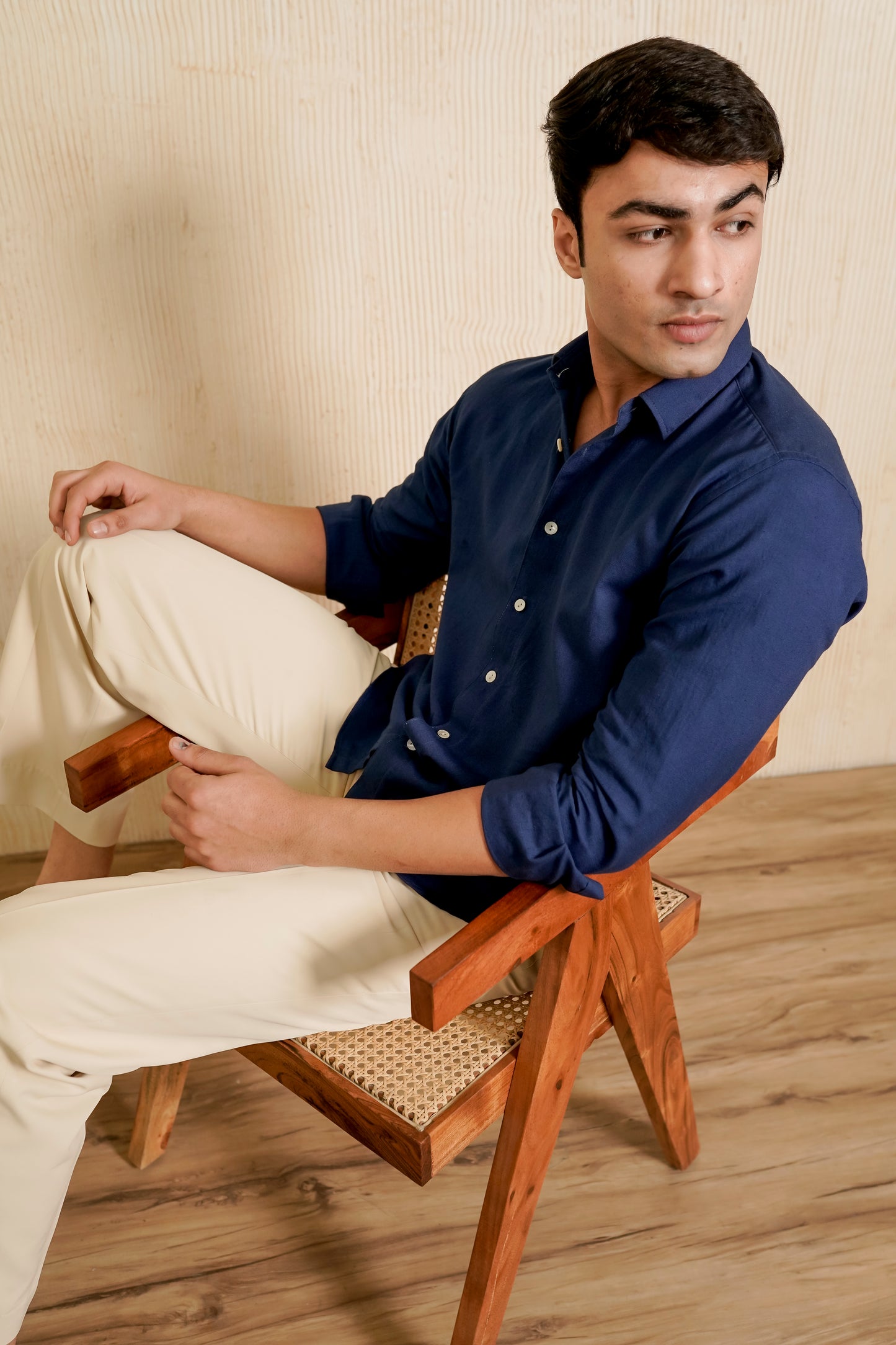 Dark Blue Slim fit Cotton Shirt