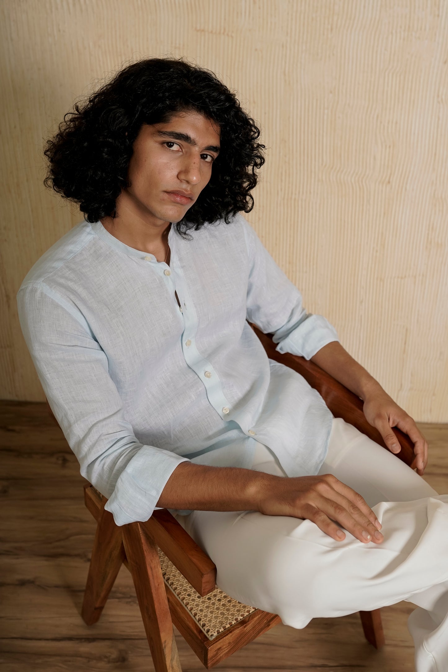 Powder Blue Linen Shirt