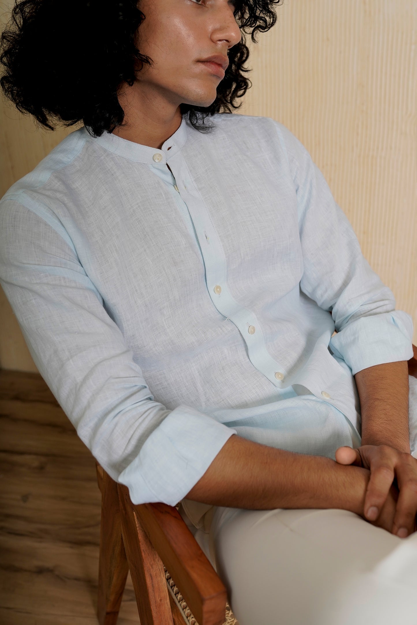 Powder Blue Linen Shirt
