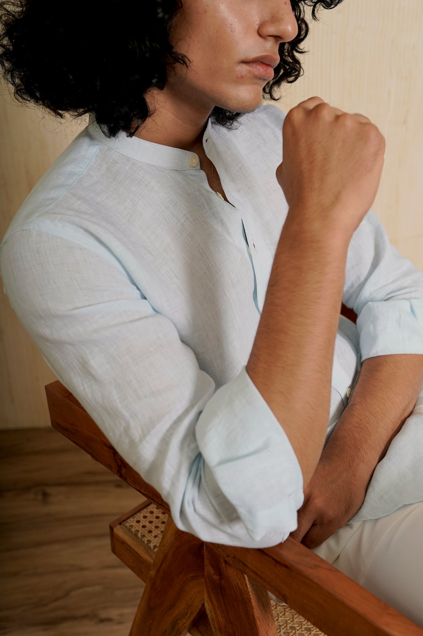 Powder Blue Linen Shirt