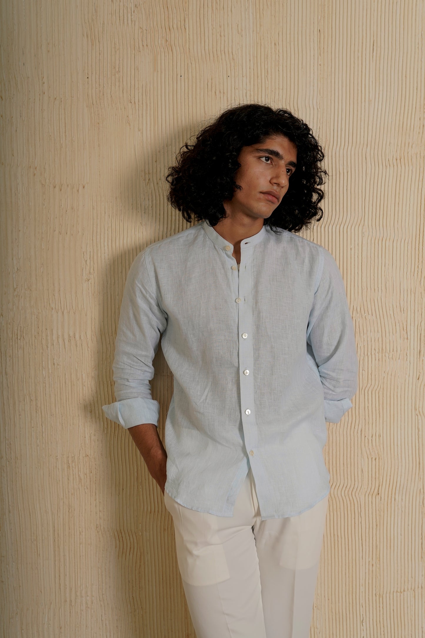 Powder Blue Linen Shirt