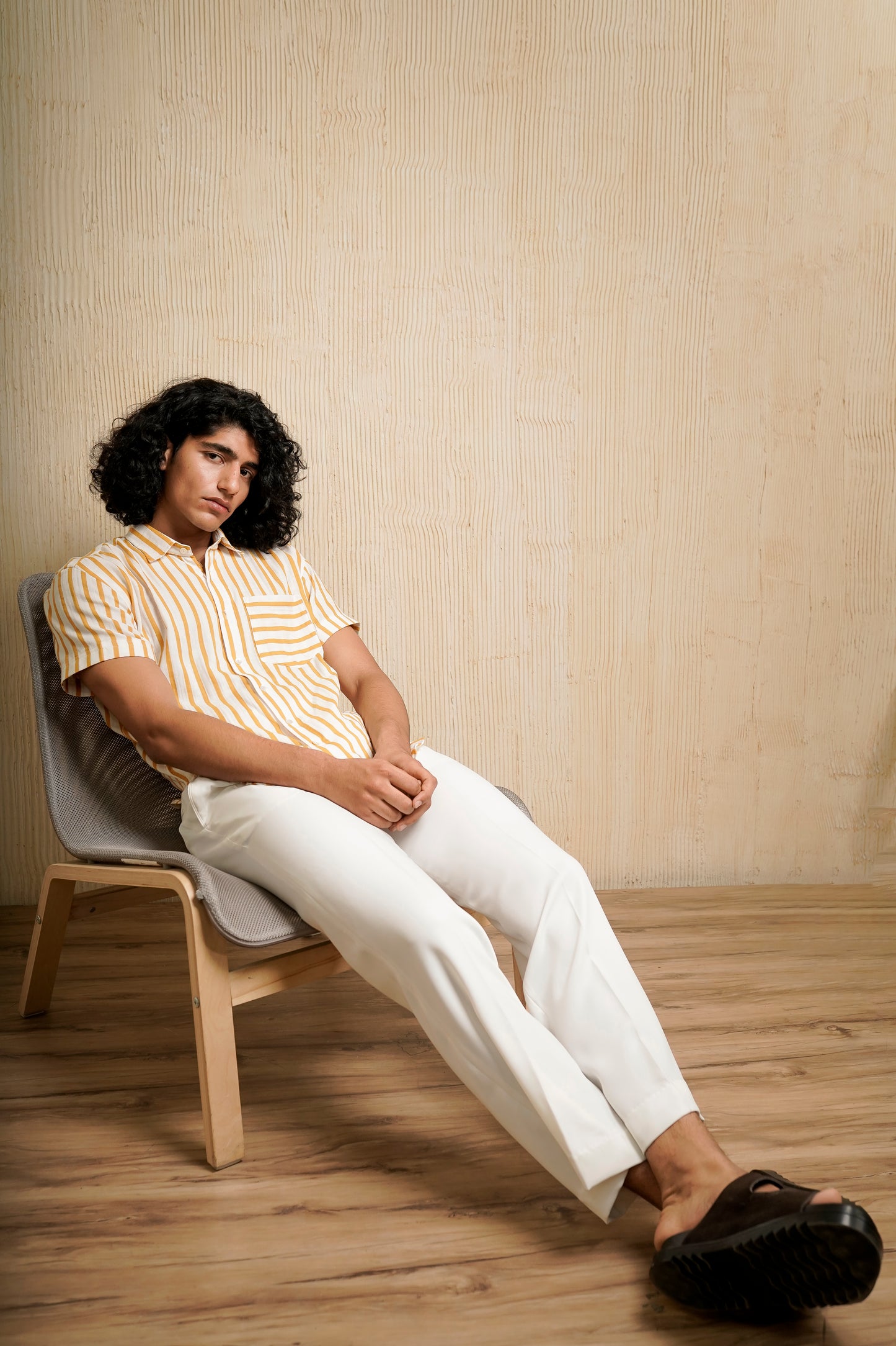 Yellow Striped Relaxed Fit Shirt