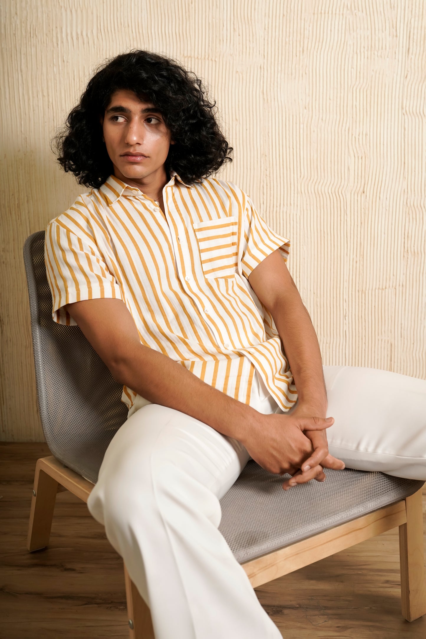 Yellow Striped Relaxed Fit Shirt