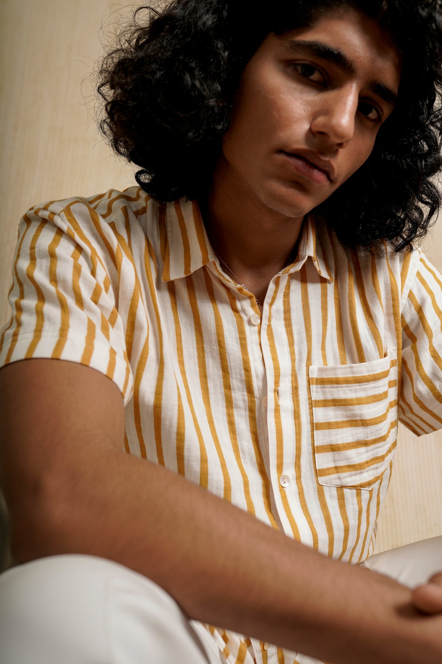Yellow Striped Relaxed Fit Shirt