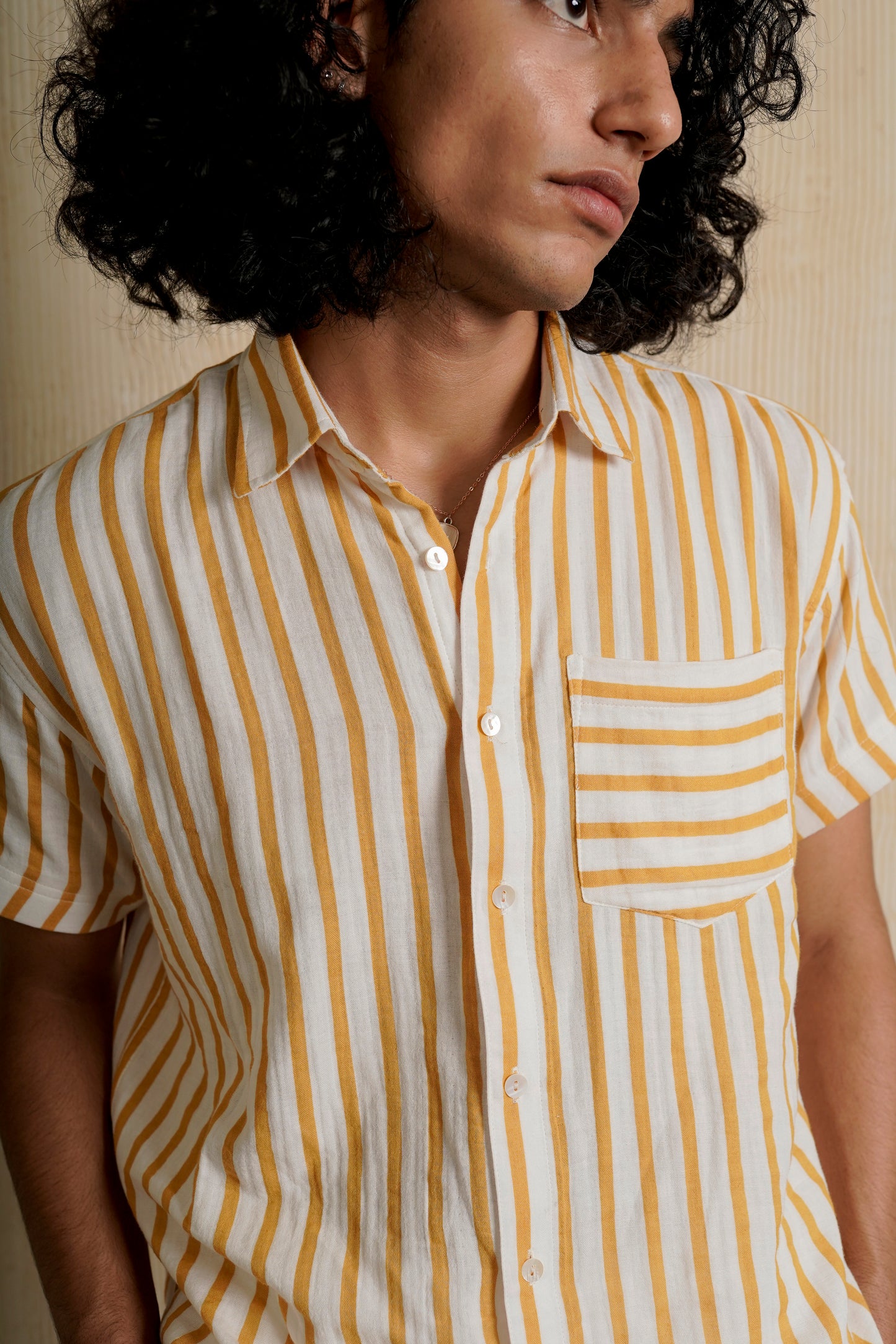 Yellow Striped Relaxed Fit Shirt