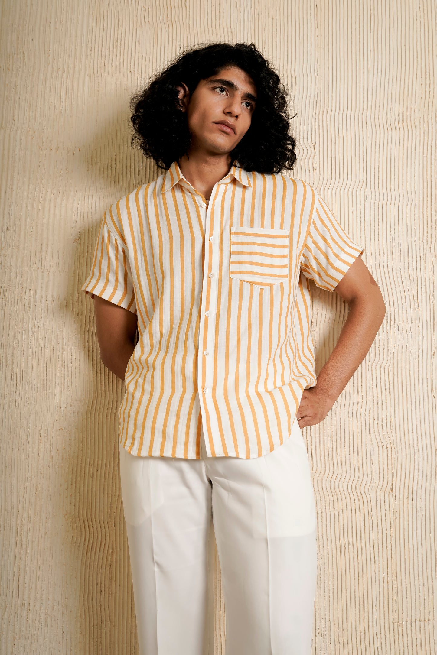 Yellow Striped Relaxed Fit Shirt
