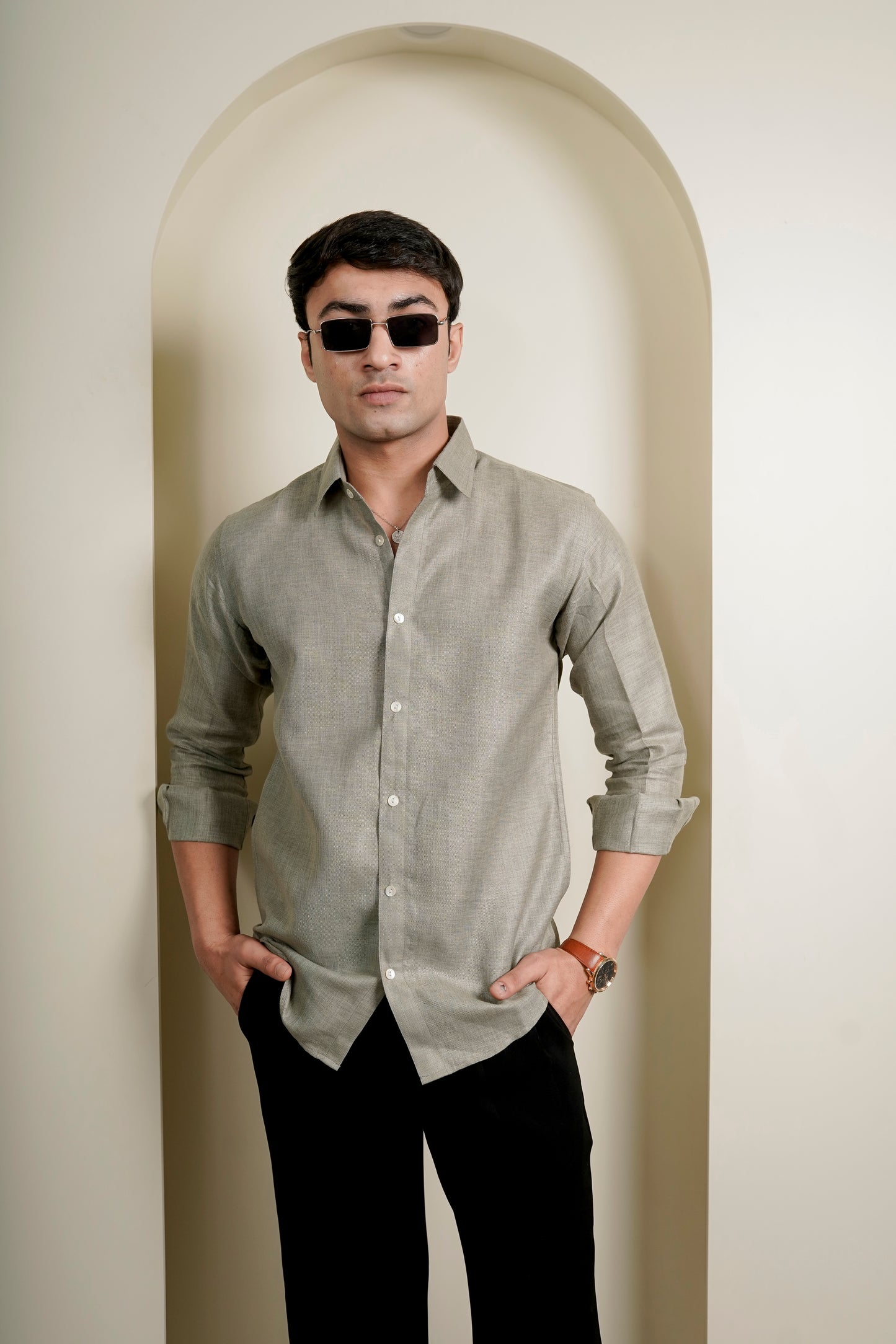 Olive Linen Shirt