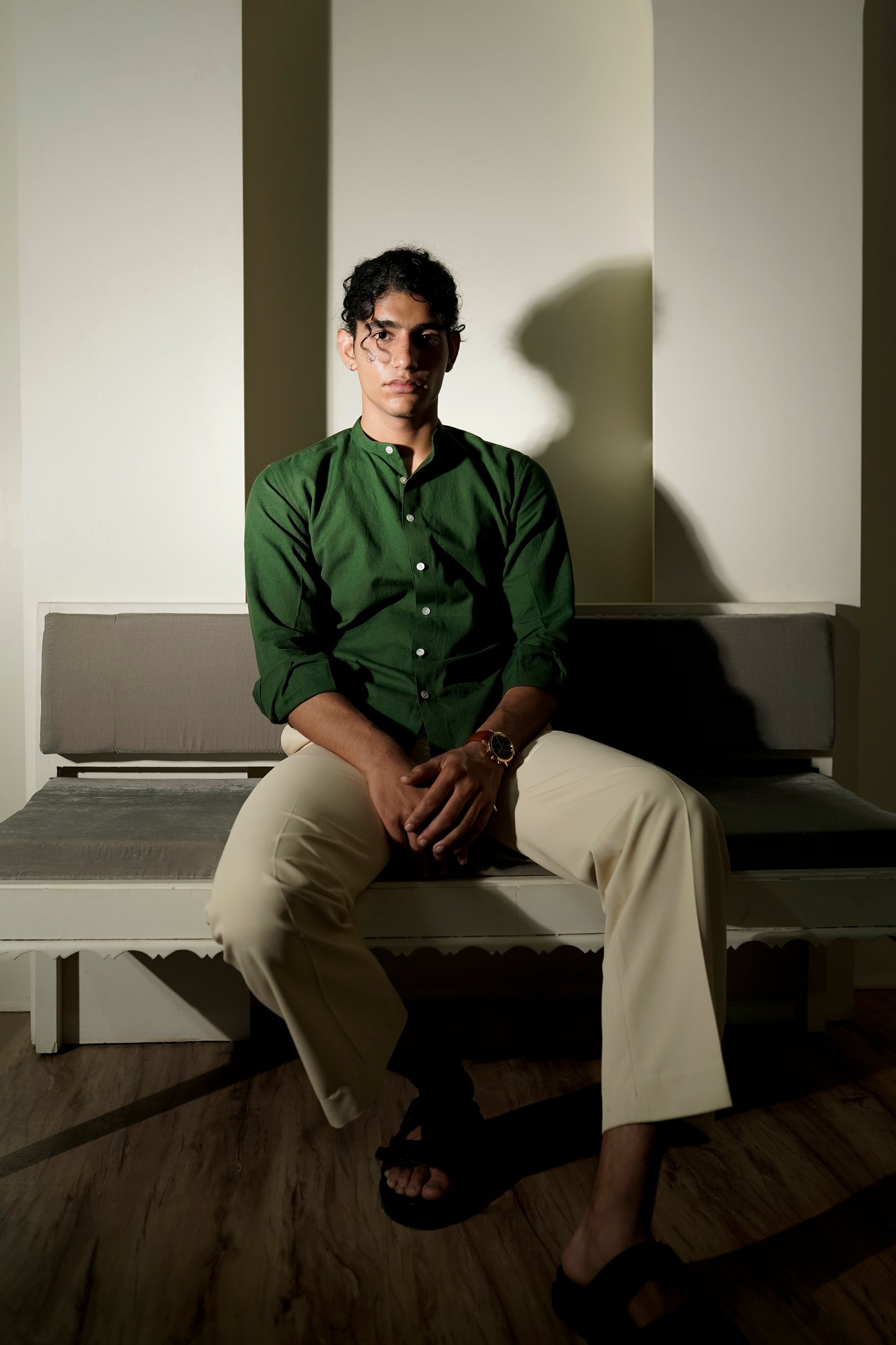 Green Cotton Regular fit Shirt