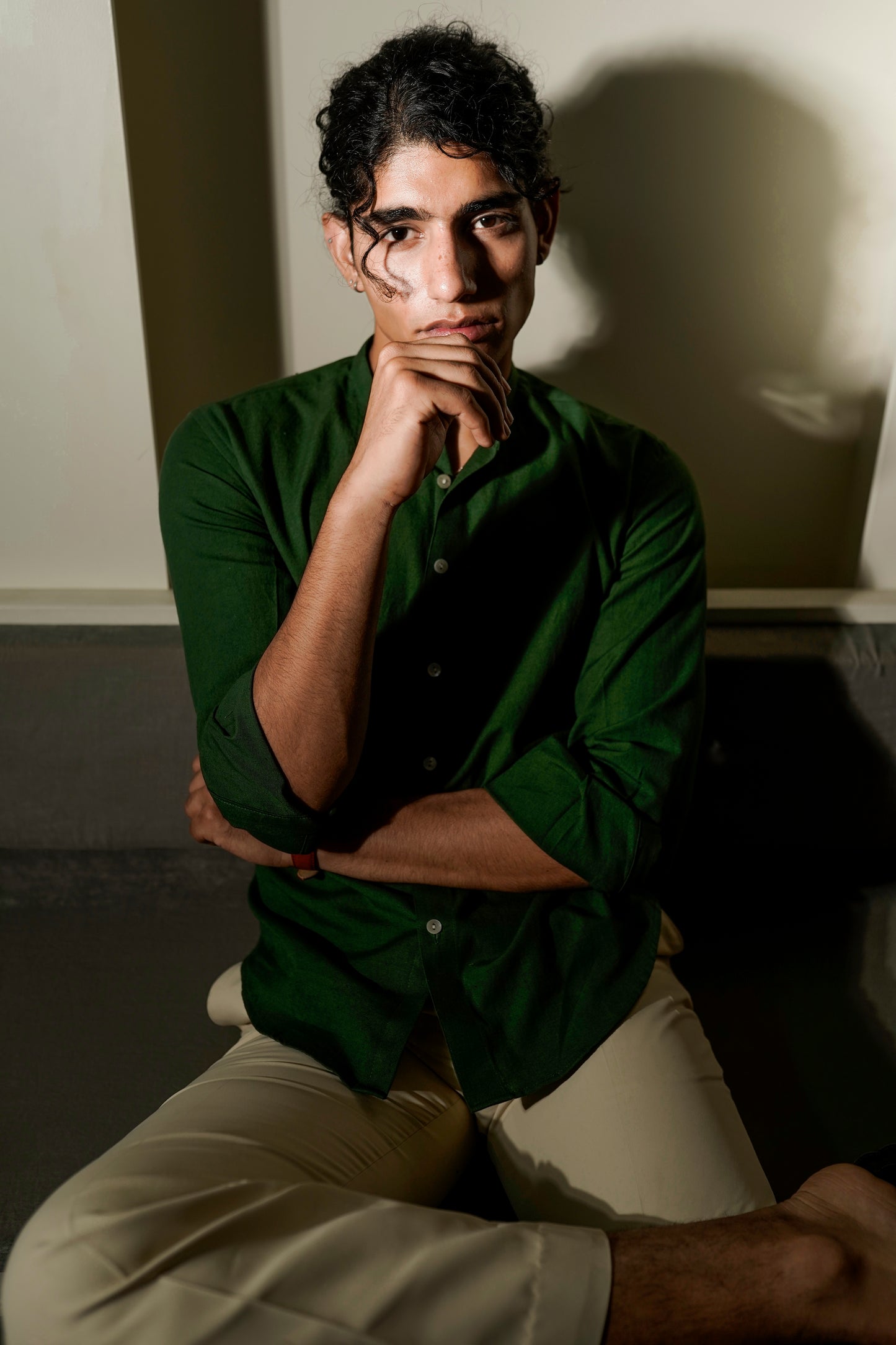 Green Cotton Regular fit Shirt