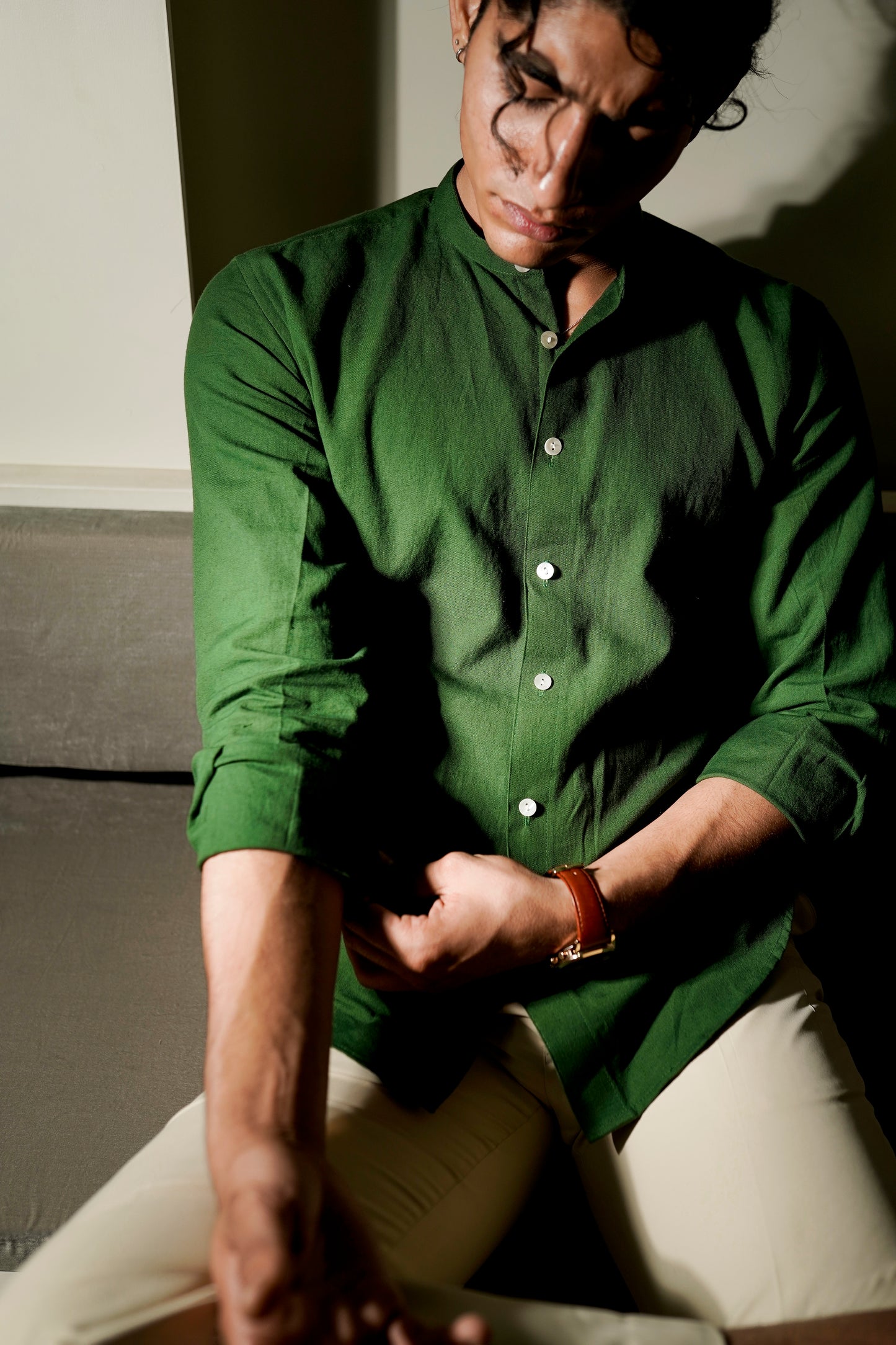 Green Cotton Regular fit Shirt