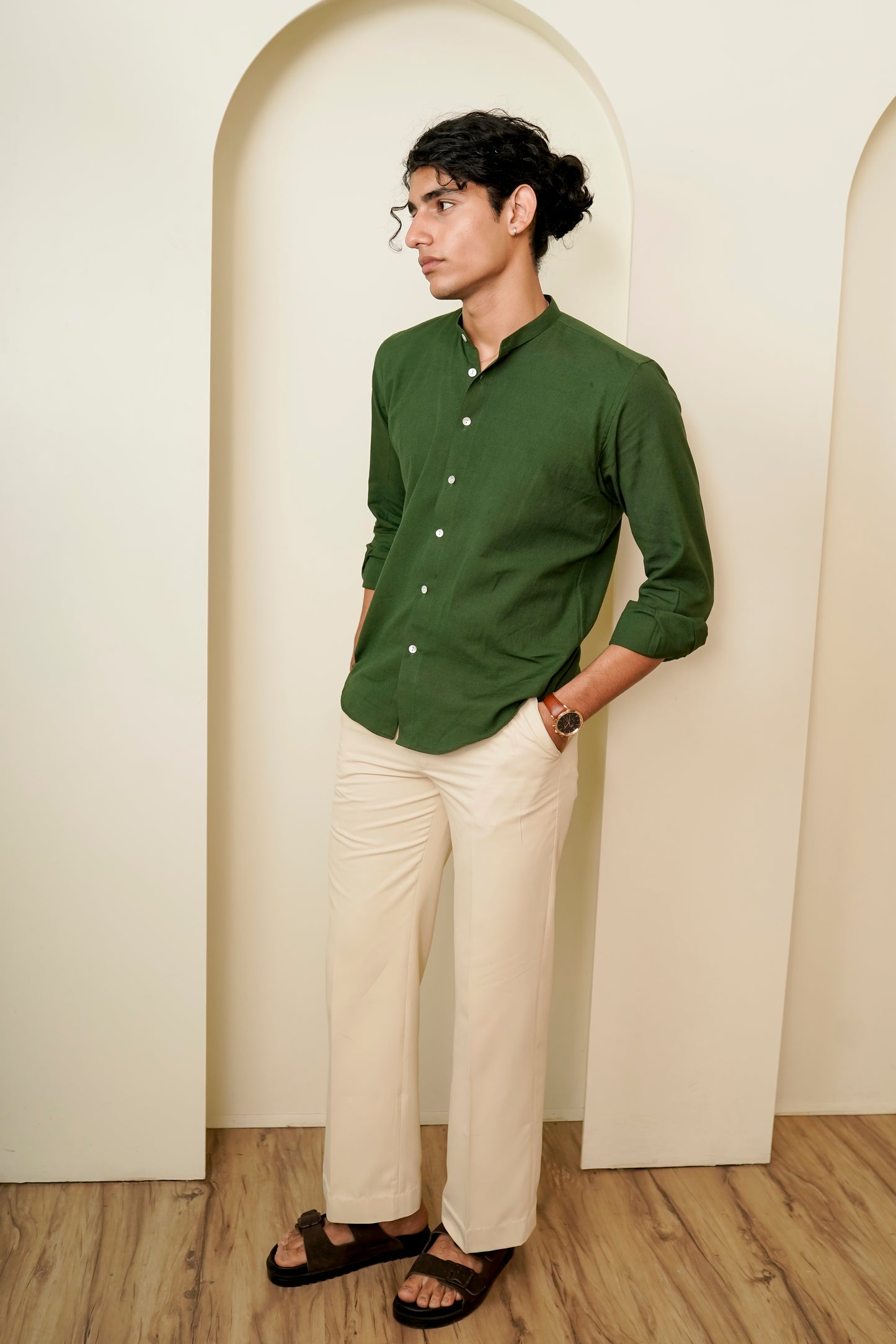 Green Cotton Regular fit Shirt