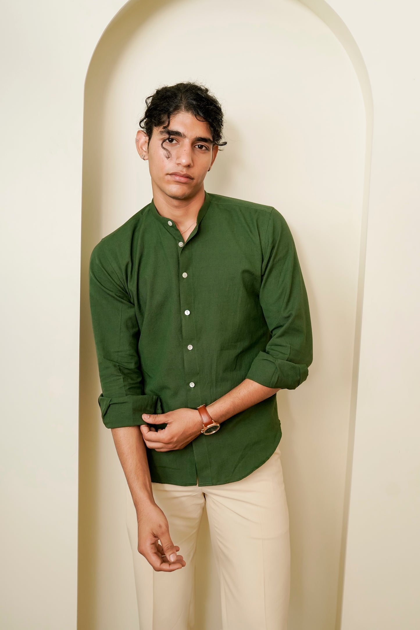 Green Cotton Regular fit Shirt