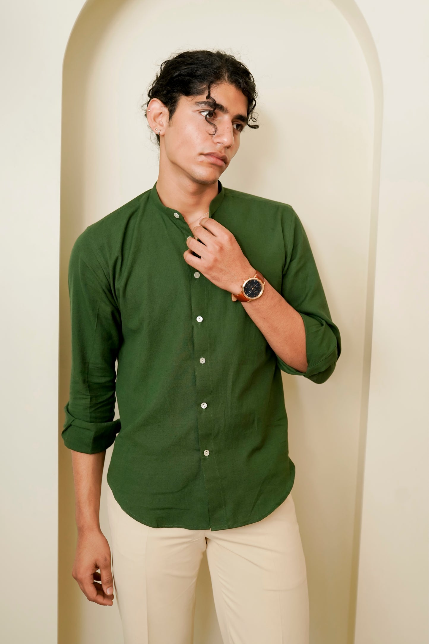 Green Cotton Regular fit Shirt