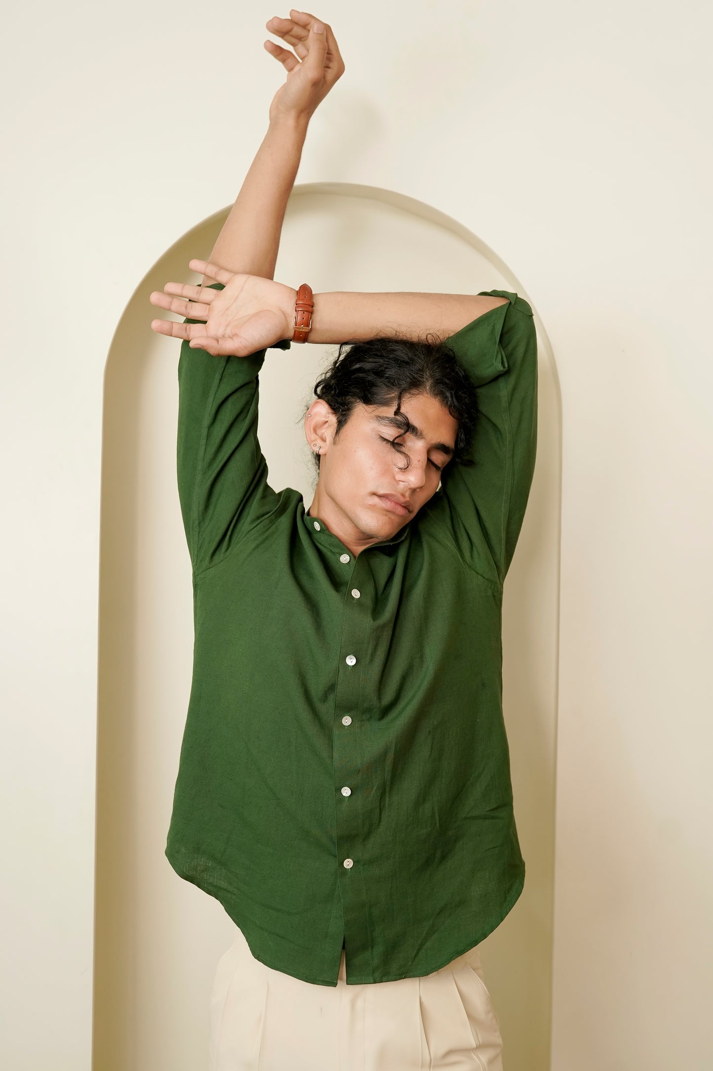 Green Cotton Regular fit Shirt