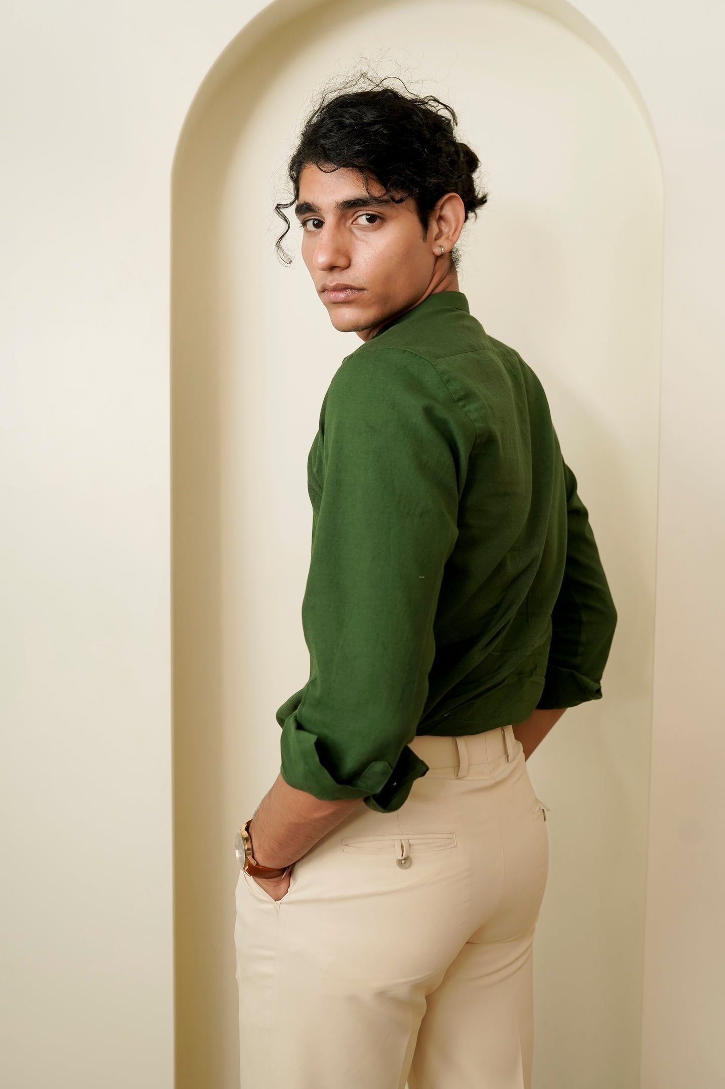 Green Cotton Regular fit Shirt
