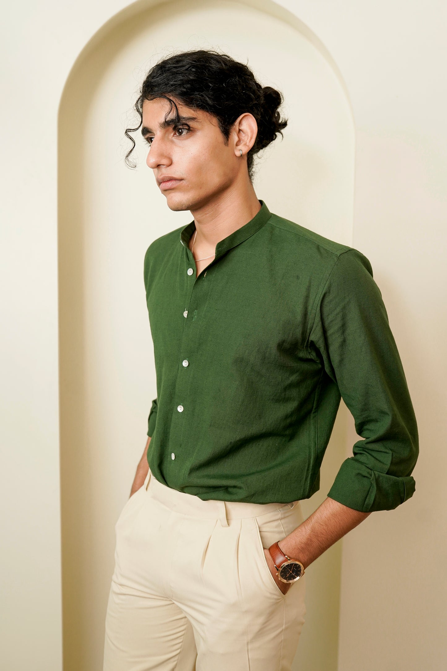 Green Cotton Regular fit Shirt