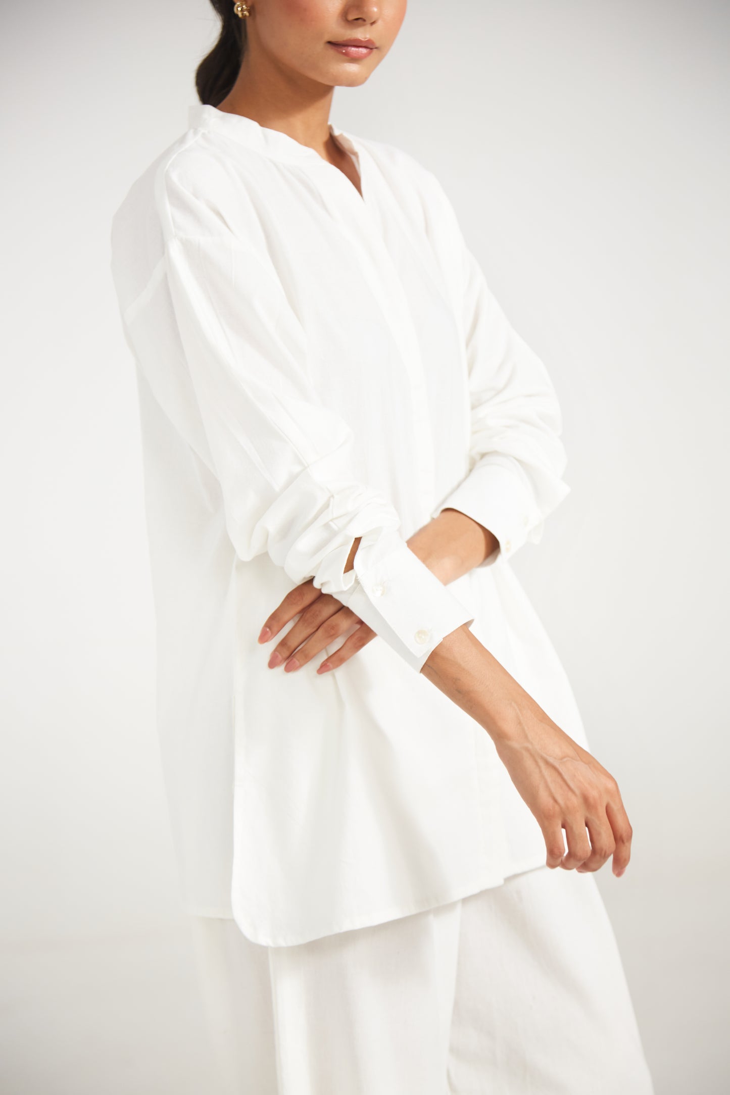 White Cotton Co-ord Set (Set Of Two)