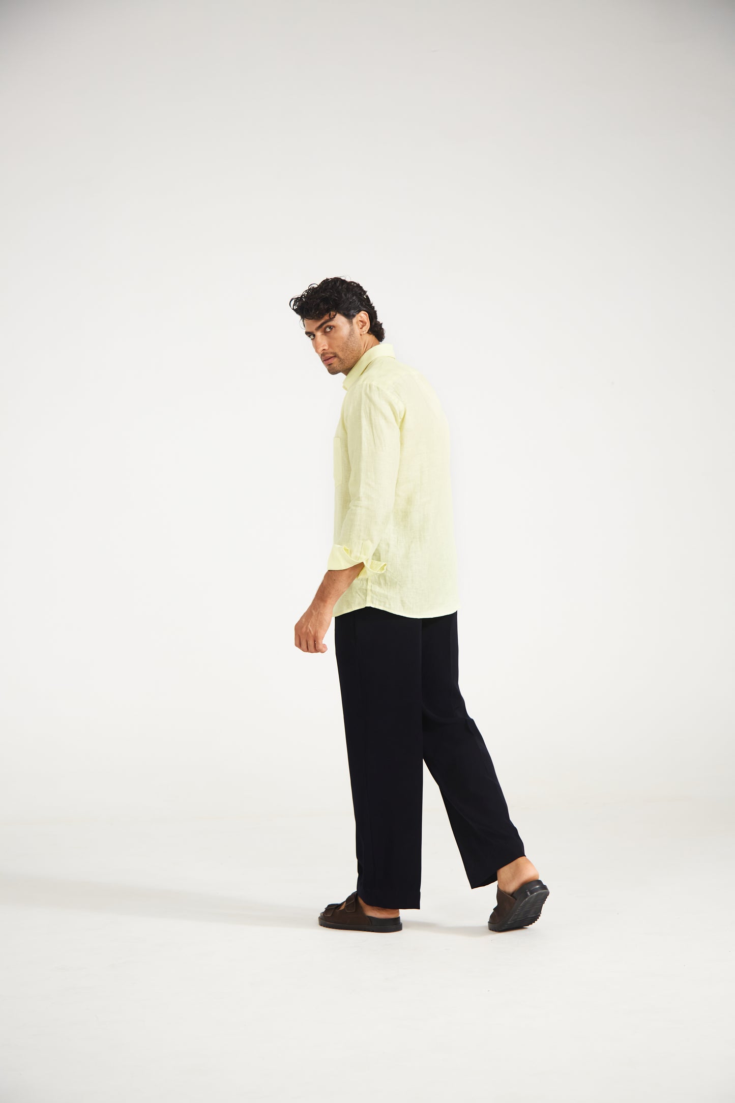 Men’s Solid Lime Pure Linen Shirt