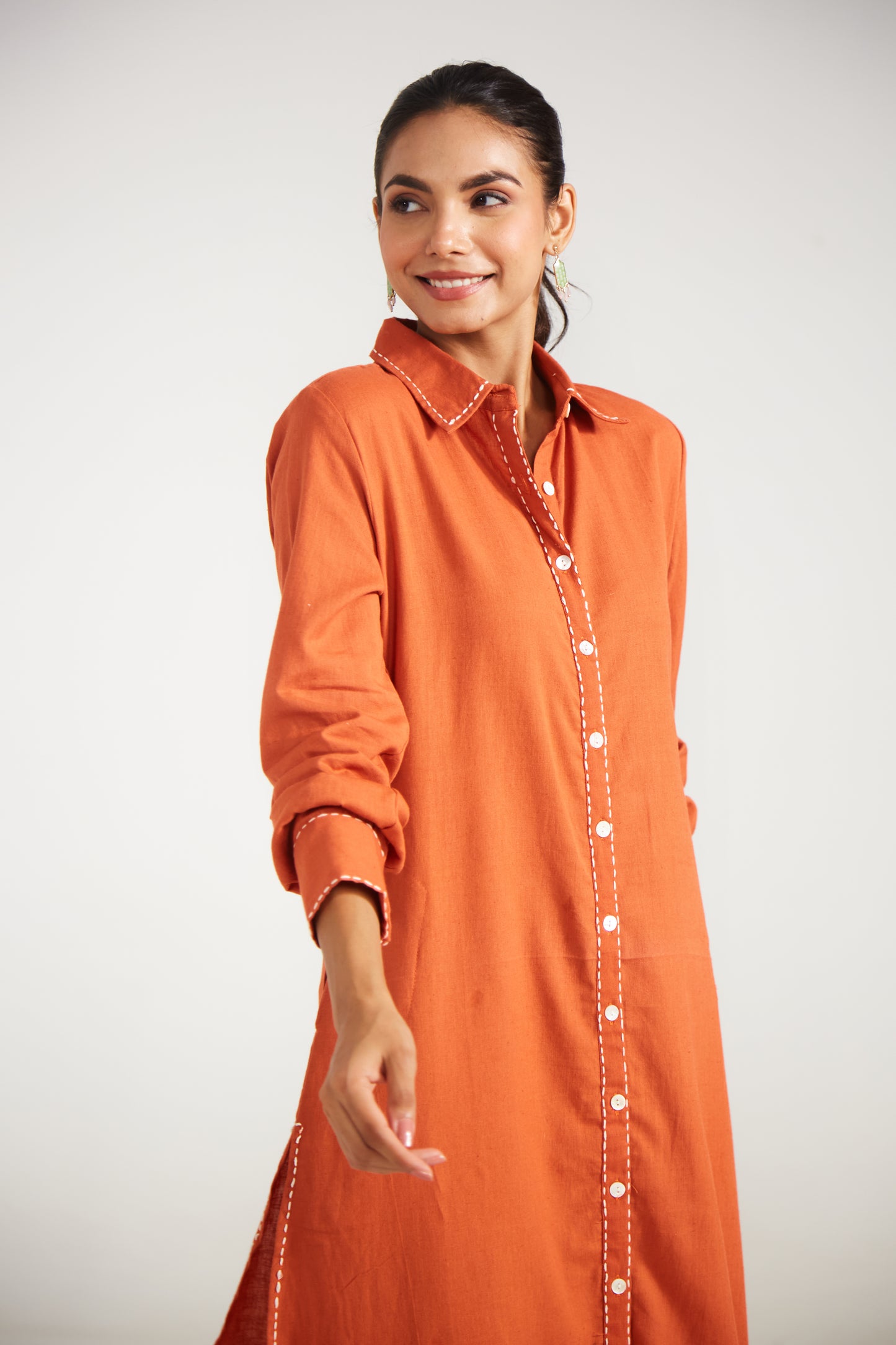 Rust Shirt Co-ord Set (Set Of Two)