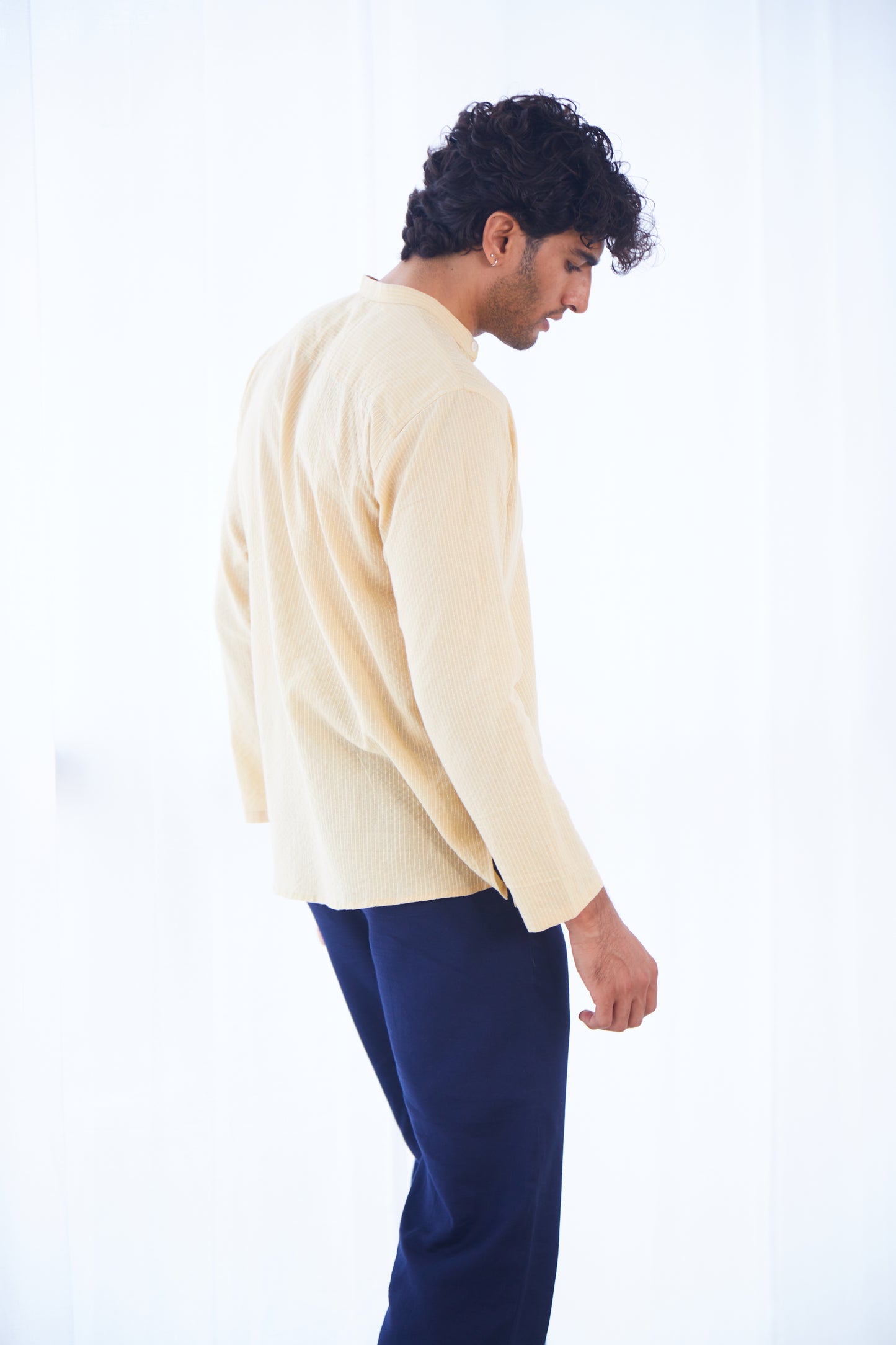 Beige Kantha Cotton Kurta Shirt