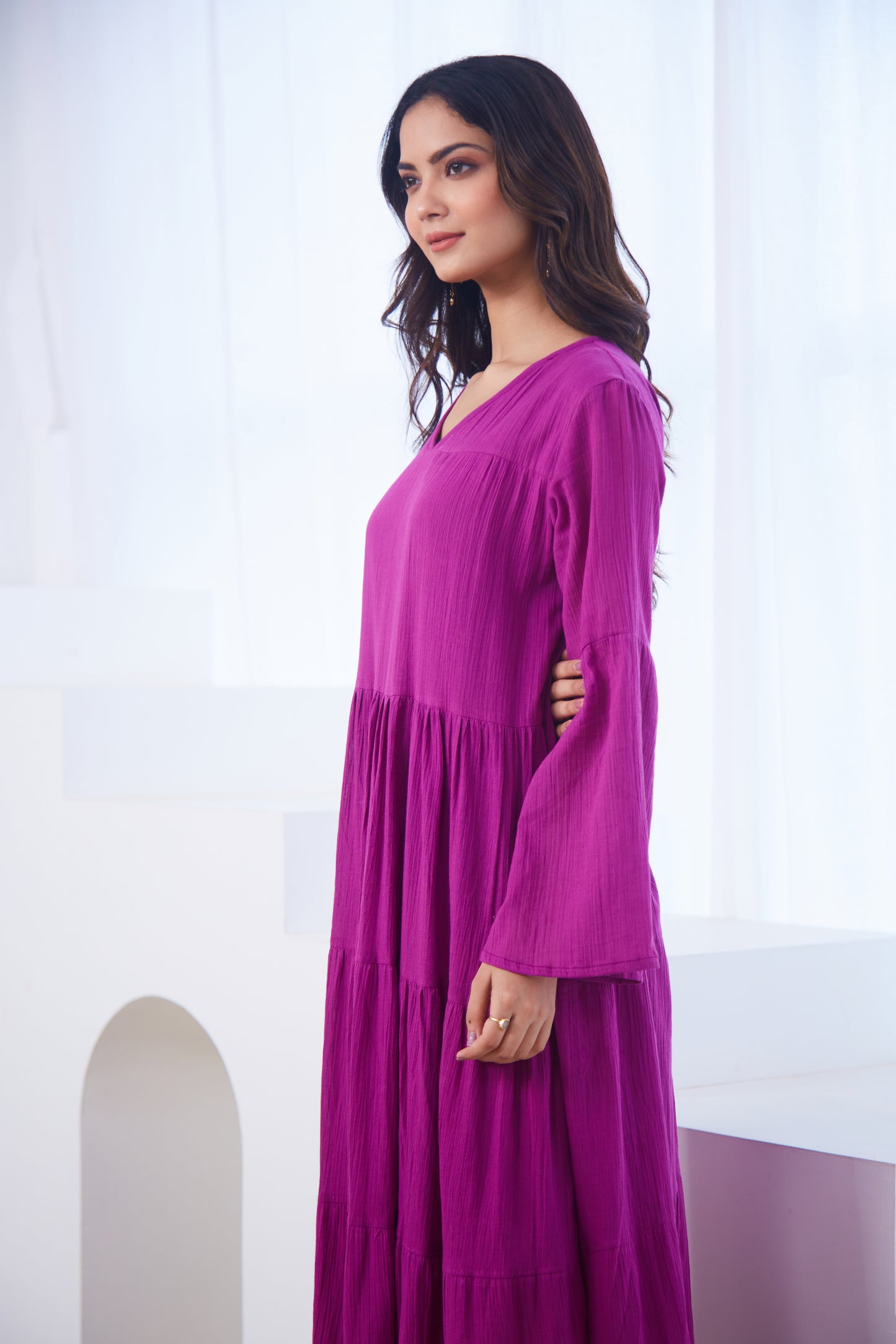 Magenta Tiered Maxi Dress