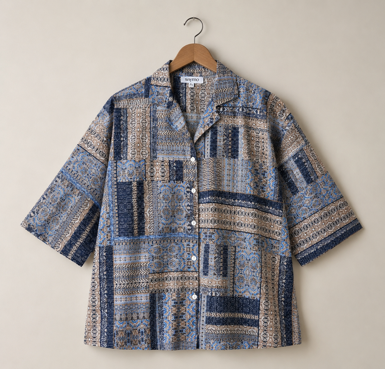 Indigo Mosaic Boxy Fit Shirt