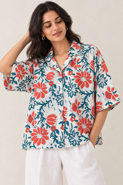 Coral Garden Boxy Fit Shirt