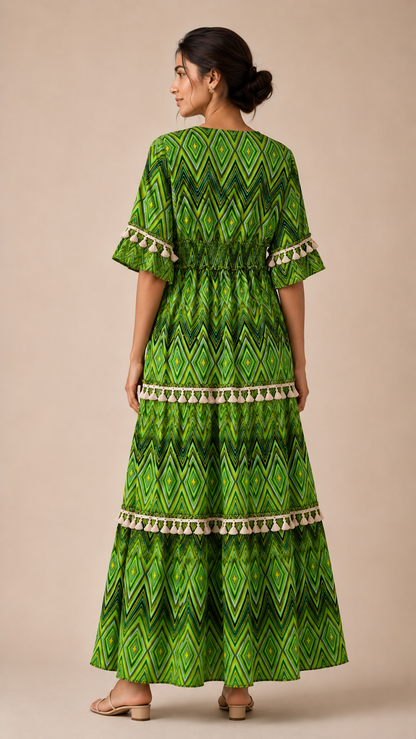 Green Oasis Tiered Maxi Dress