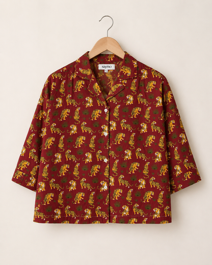 Tiger Grove Boxy Fit Cotton Shirt