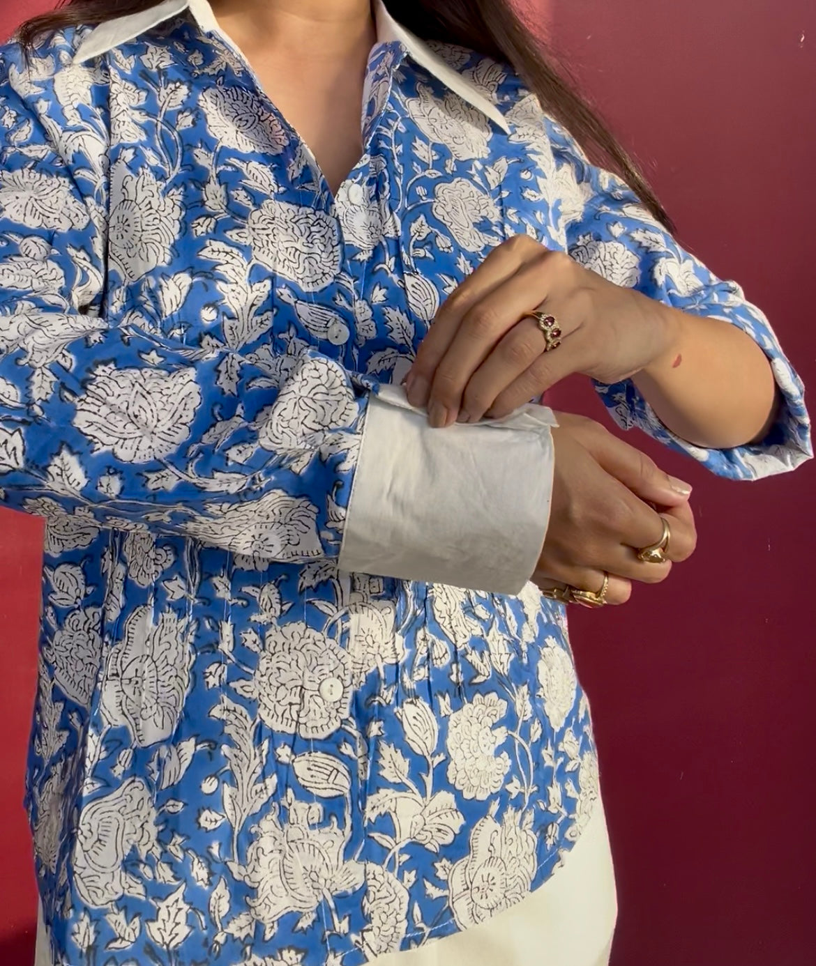 Azure Floral Cotton Shirt