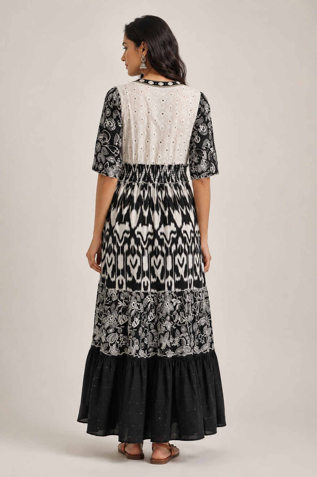 Black Ivory Patterned Boho Maxi Dress