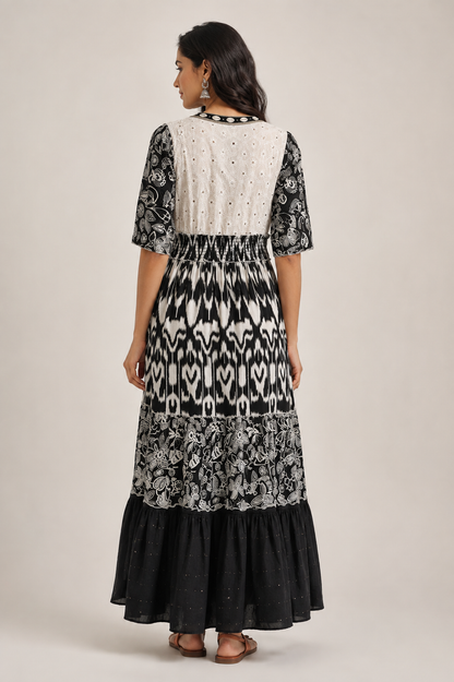 Black Ivory Patterned Boho Maxi Dress