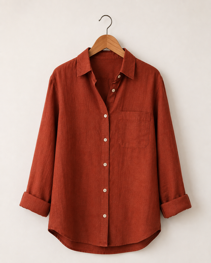 Rust Orange Pure Linen Shirt