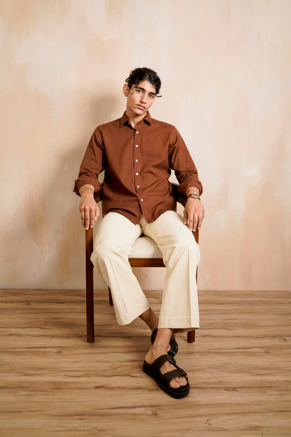 Brown Slim fit Cotton Shirt