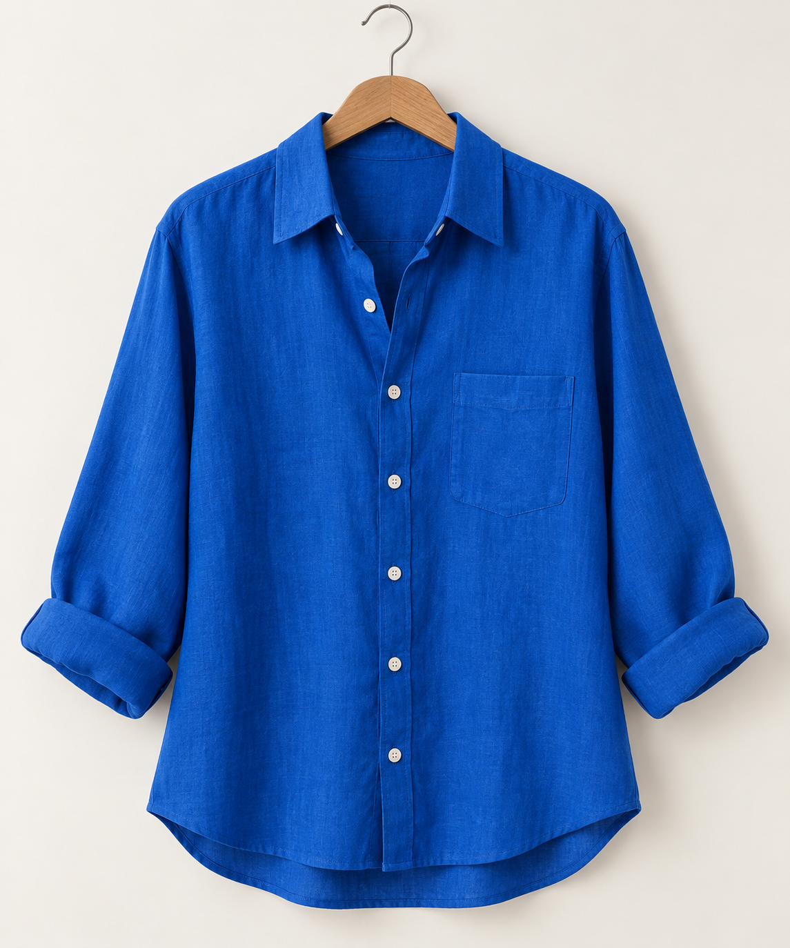 Sapphire Blue Relaxed Fit Pure Linen Shirt