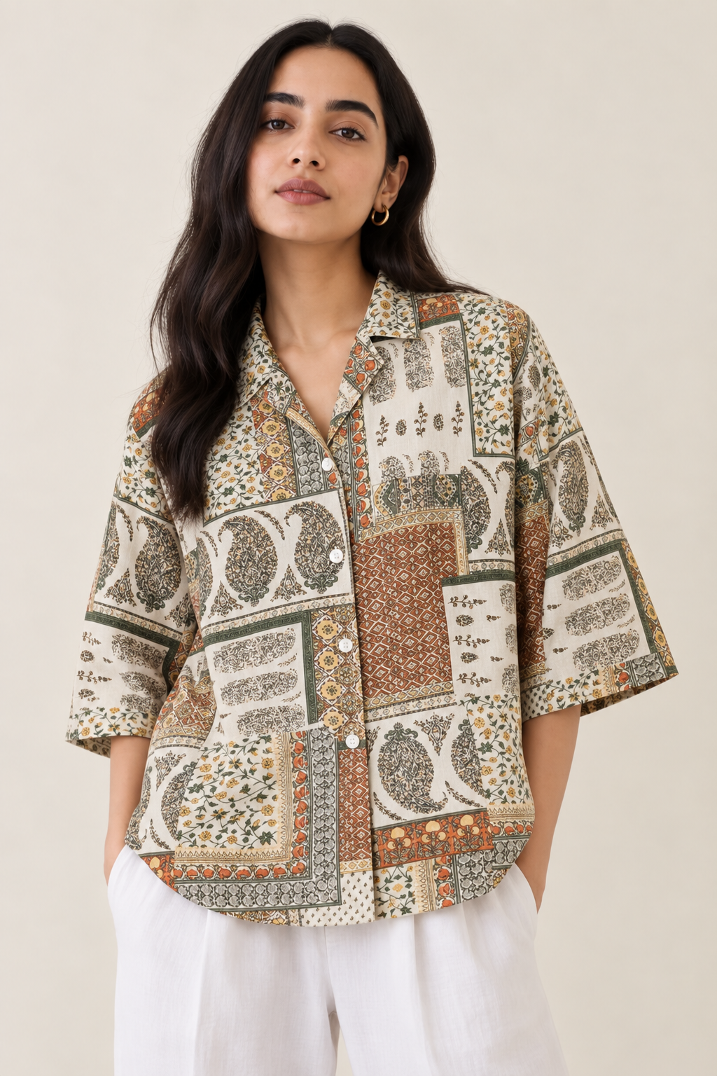 Heritage Patchwork Printed Boxy Fit Shirt