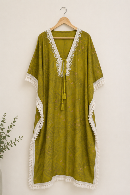 Olive Green Boho Kaftan