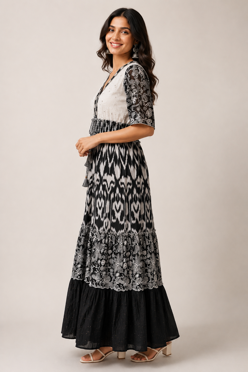 Black Ivory Patterned Boho Maxi Dress