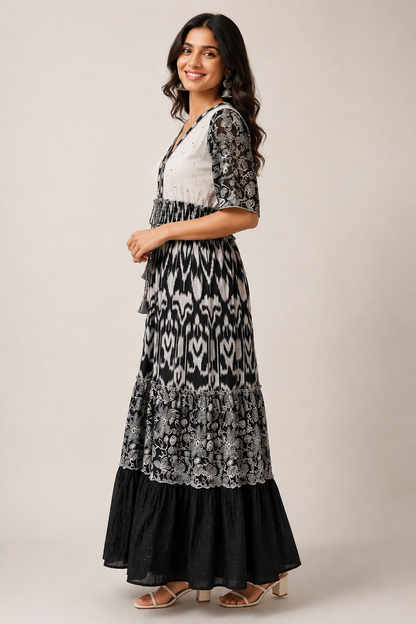 Black Ivory Patterned Boho Maxi Dress