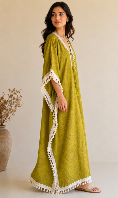 Olive Green Boho Kaftan