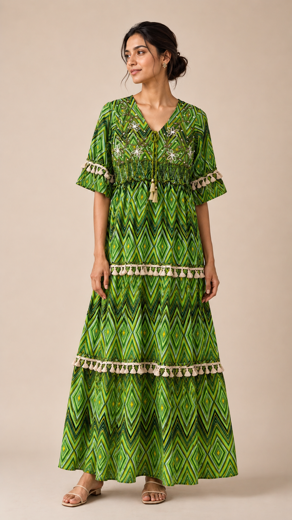 Green Oasis Tiered Maxi Dress