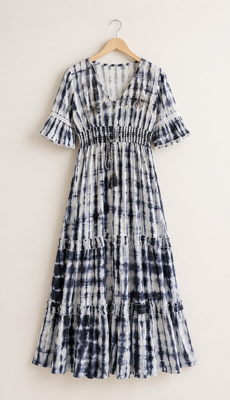 Midnight Tie-Dye Boho Maxi Dress